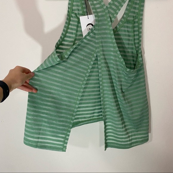 NWT Zyia Split Back Tank Small in Forest Nimbus Green Stripe - Picture 5 of 5